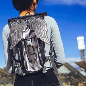 Holographic Angel wings hydro backpack- Metallic Pewter